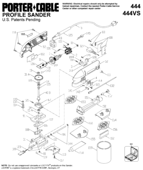 Default Diagram and Parts List for PC9444 Type 1 Porter Cable Sander Polisher